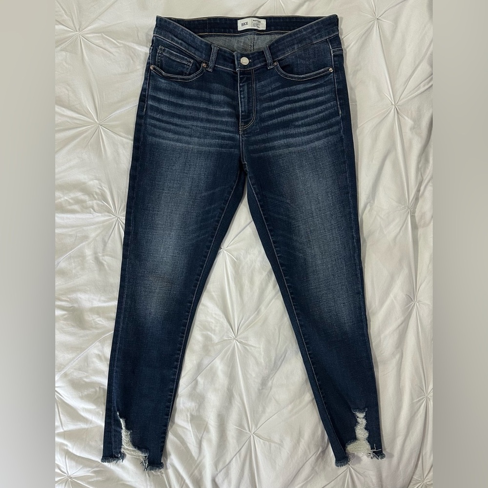 BKE Payton Mid Rise Distressed Skinny Jeans Size 28 Dark Wash Ankle Denim